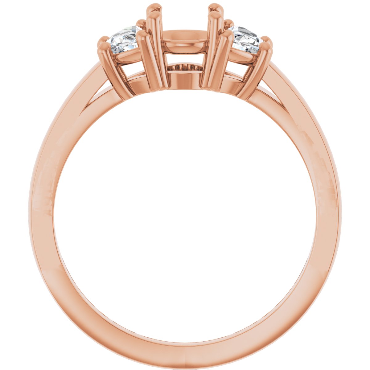 Round Three-Stone Engagement Ring Semi-Mount - gallery - Series 122104