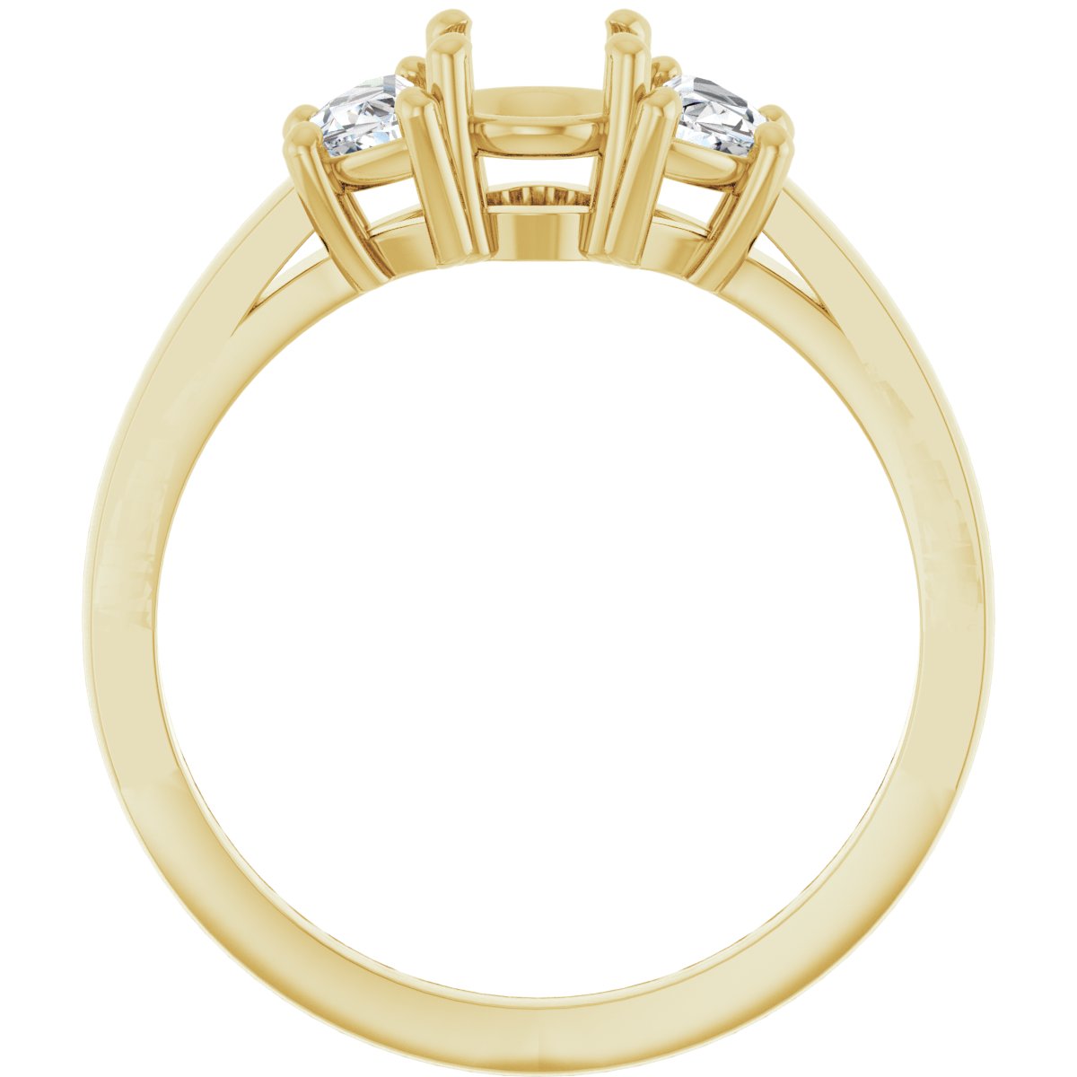 Round Three-Stone Engagement Ring Semi-Mount - gallery - Series 122104