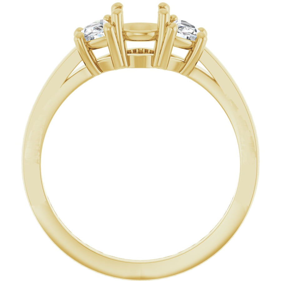 Round Three-Stone Engagement Ring Semi-Mount - gallery - Series 122104