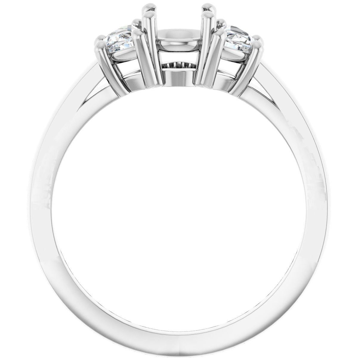 Round Three-Stone Engagement Ring Semi-Mount - gallery - Series 122104