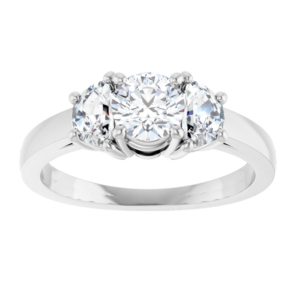 Round Three-Stone Engagement Ring Semi-Mount - gallery - Series 122104