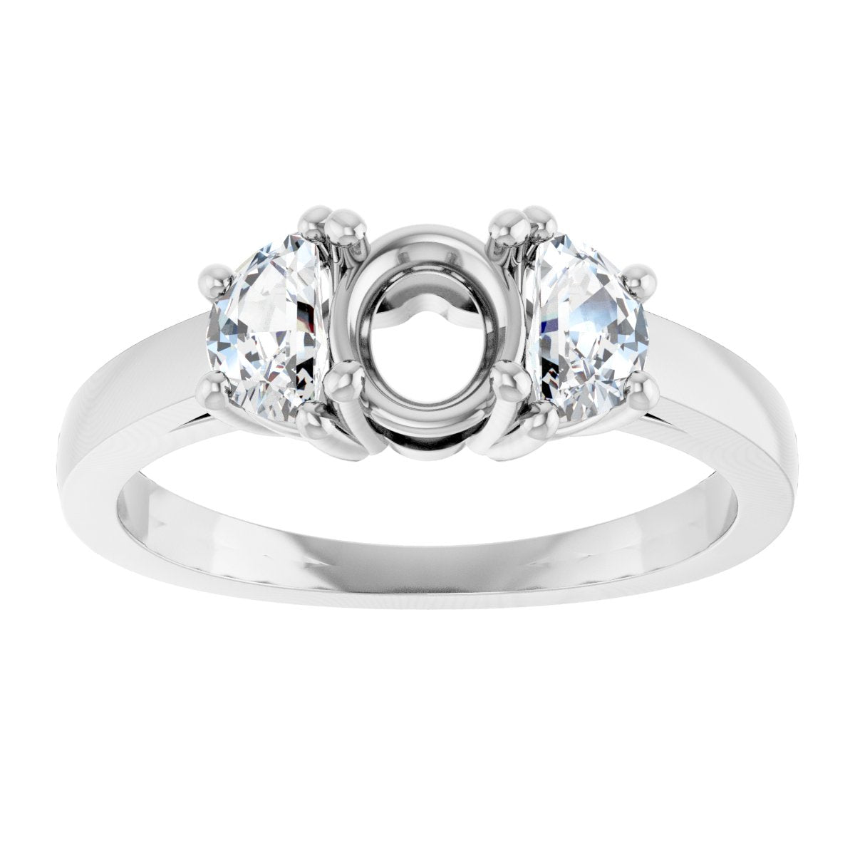 Round Three-Stone Engagement Ring Semi-Mount - gallery - Series 122104