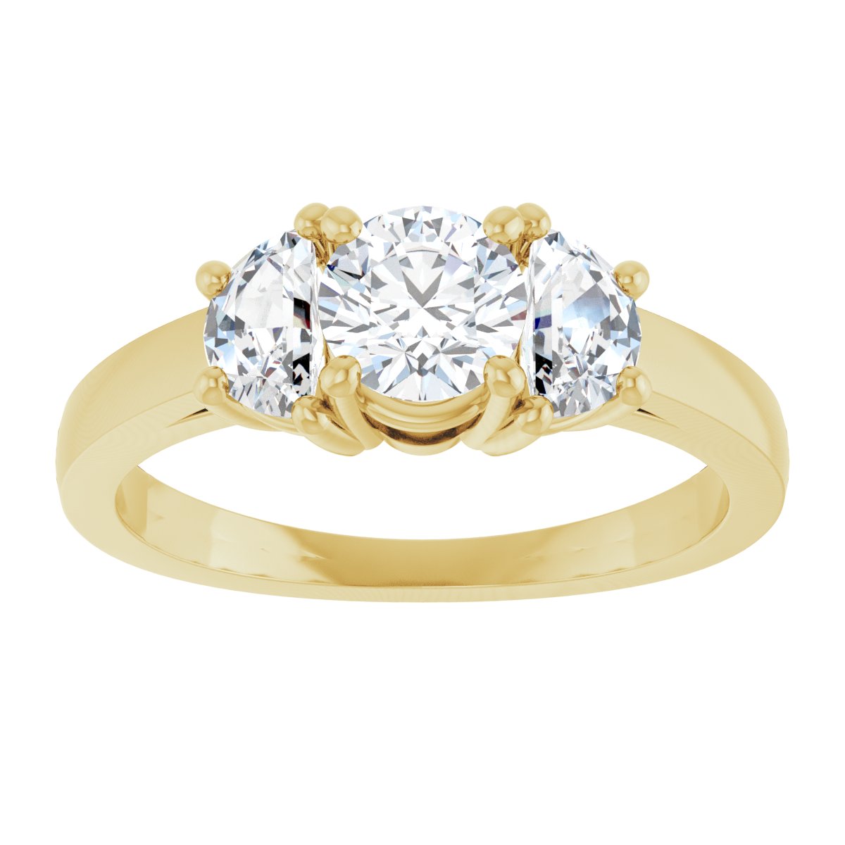 Round Three-Stone Engagement Ring Semi-Mount - gallery - Series 122104