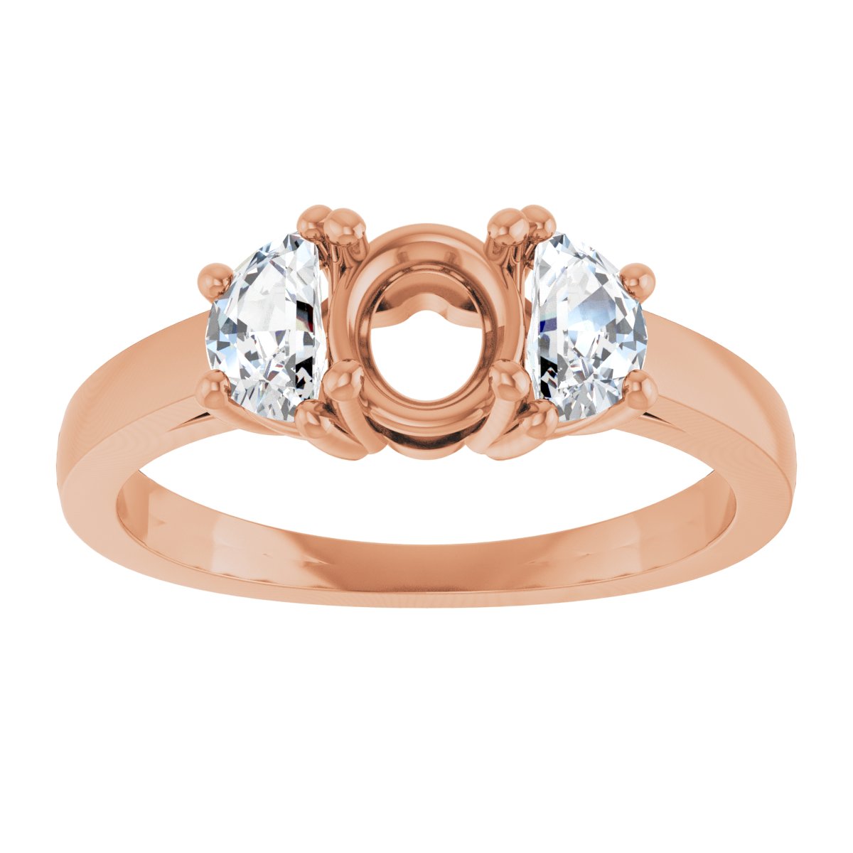 Round Three-Stone Engagement Ring Semi-Mount - gallery - Series 122104