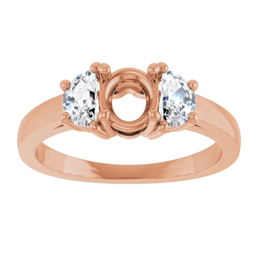 Round Three-Stone Engagement Ring Semi-Mount - gallery - Series 122104
