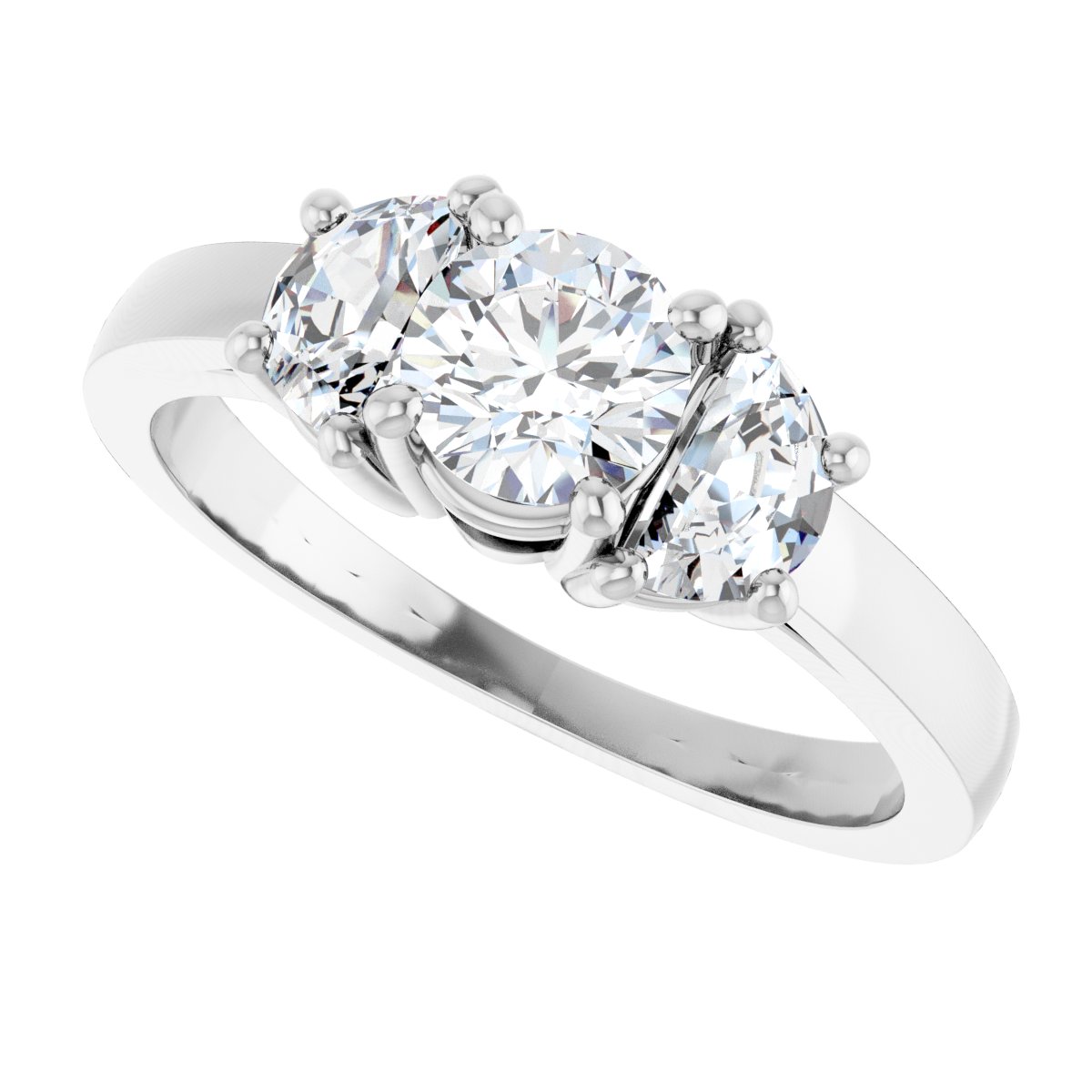 Round Three-Stone Engagement Ring Semi-Mount - gallery - Series 122104