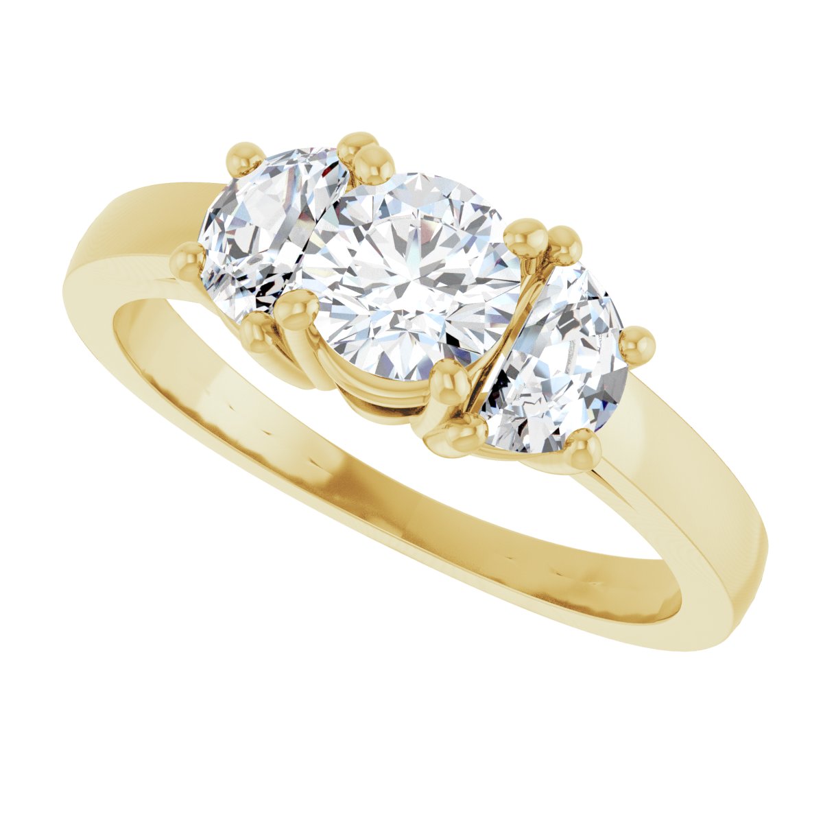Round Three-Stone Engagement Ring Semi-Mount - gallery - Series 122104