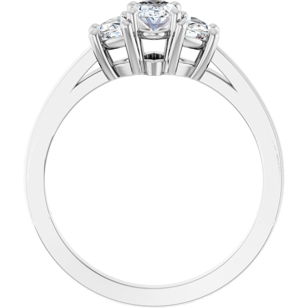 Oval Three-Stone Engagement Ring Semi-Mount - gallery - Series 122104