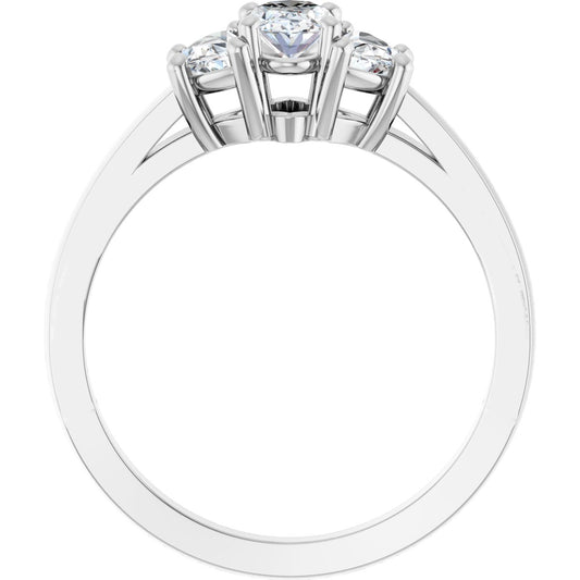 Oval Three-Stone Engagement Ring Semi-Mount - gallery - Series 122104