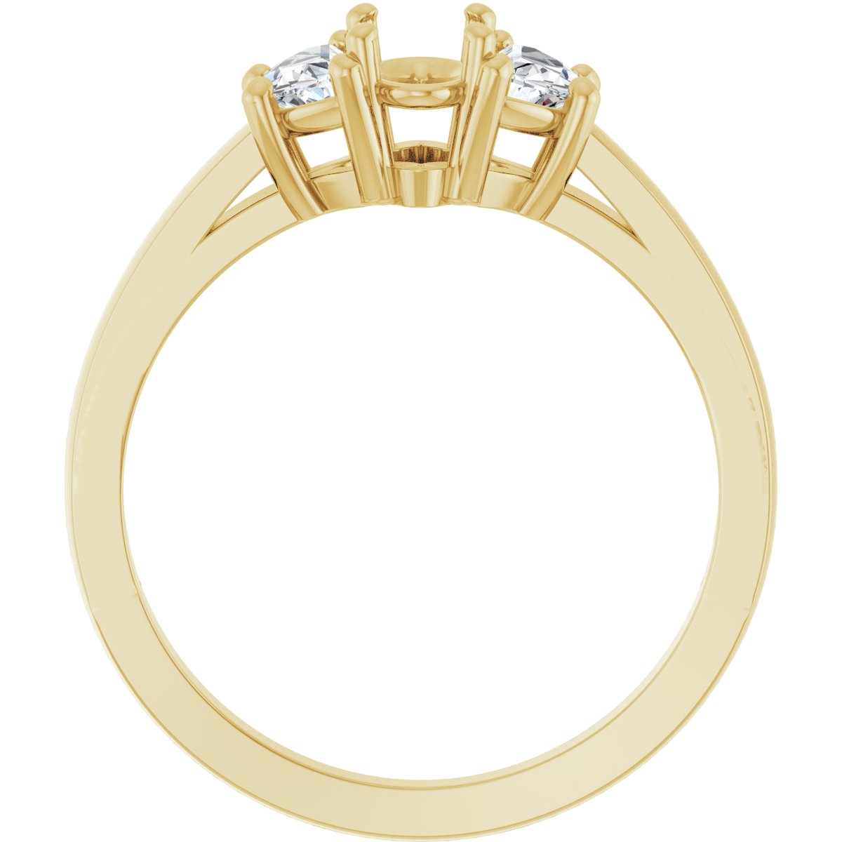 Oval Three-Stone Engagement Ring Semi-Mount - gallery - Series 122104