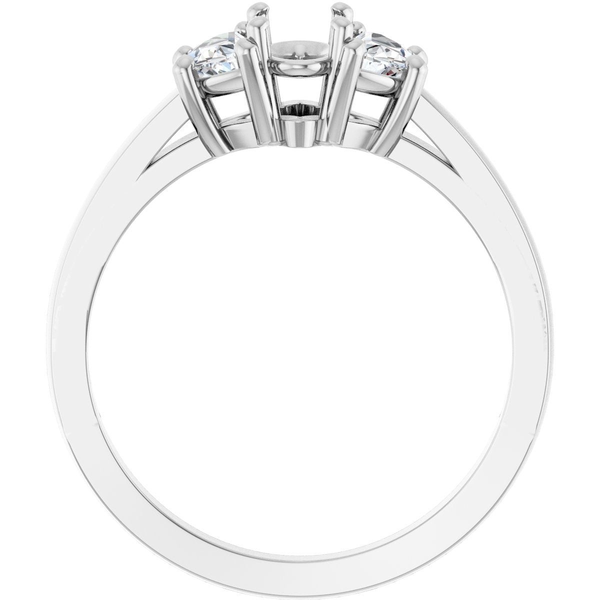 Oval Three-Stone Engagement Ring Semi-Mount - gallery - Series 122104