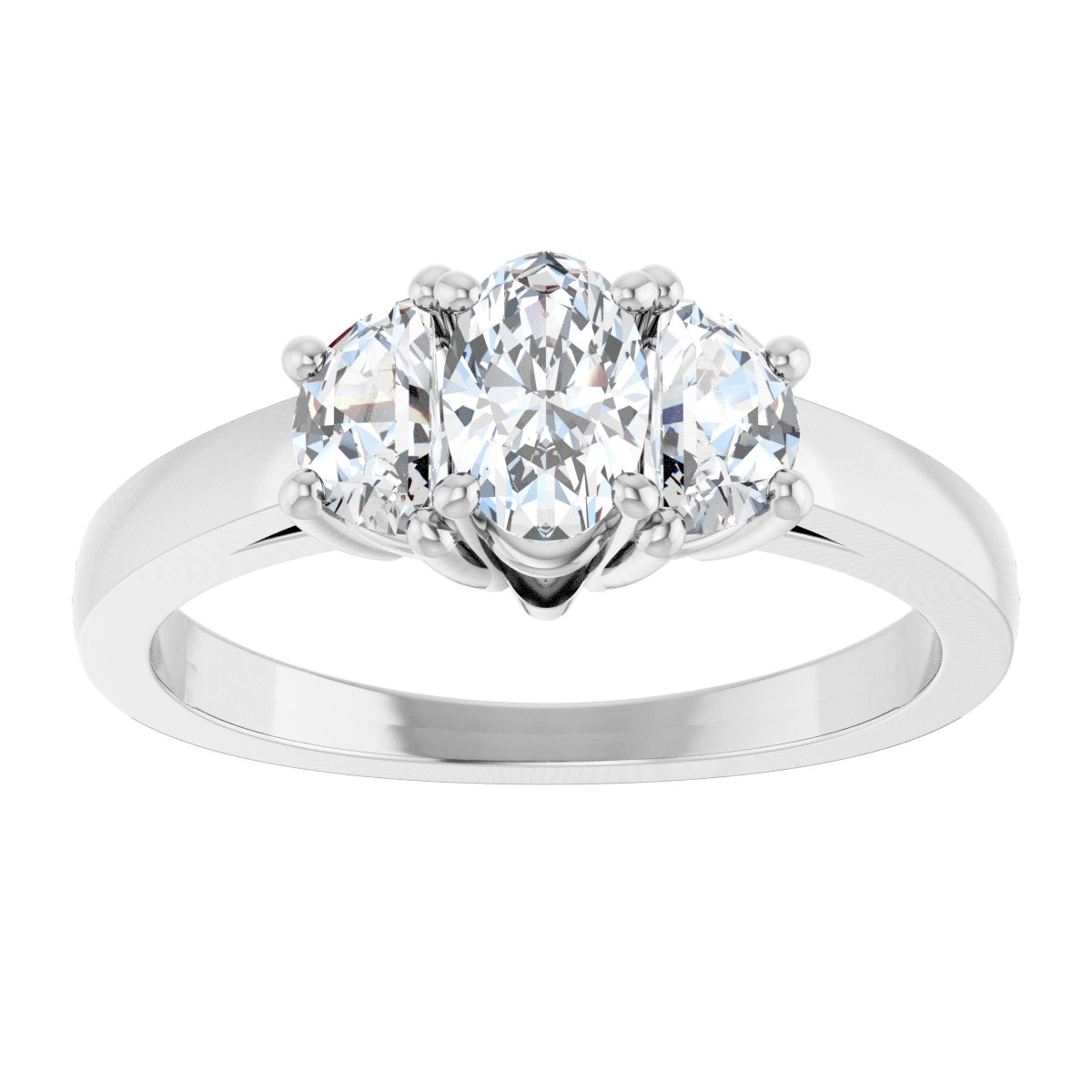 Oval Three-Stone Engagement Ring Semi-Mount - gallery - Series 122104