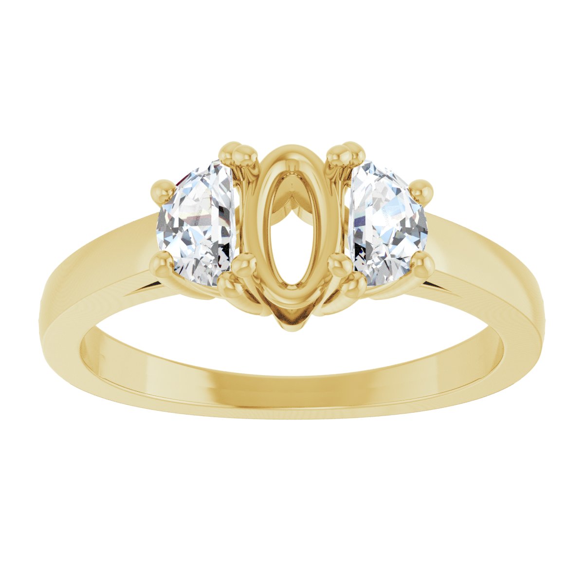 Oval Three-Stone Engagement Ring Semi-Mount - gallery - Series 122104