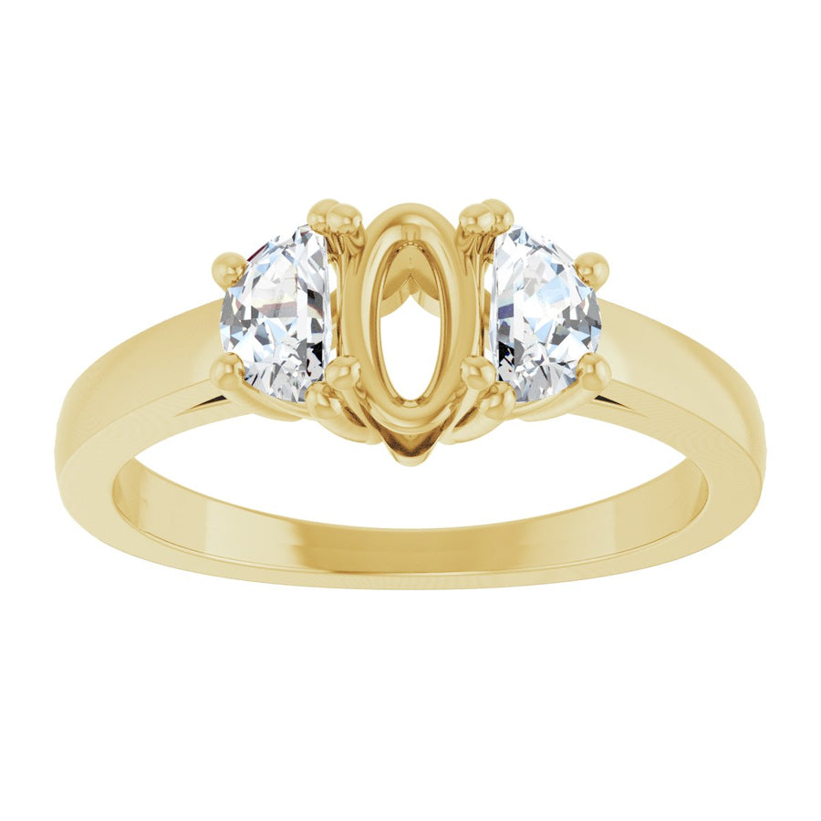 Oval Three-Stone Engagement Ring Semi-Mount - gallery - Series 122104
