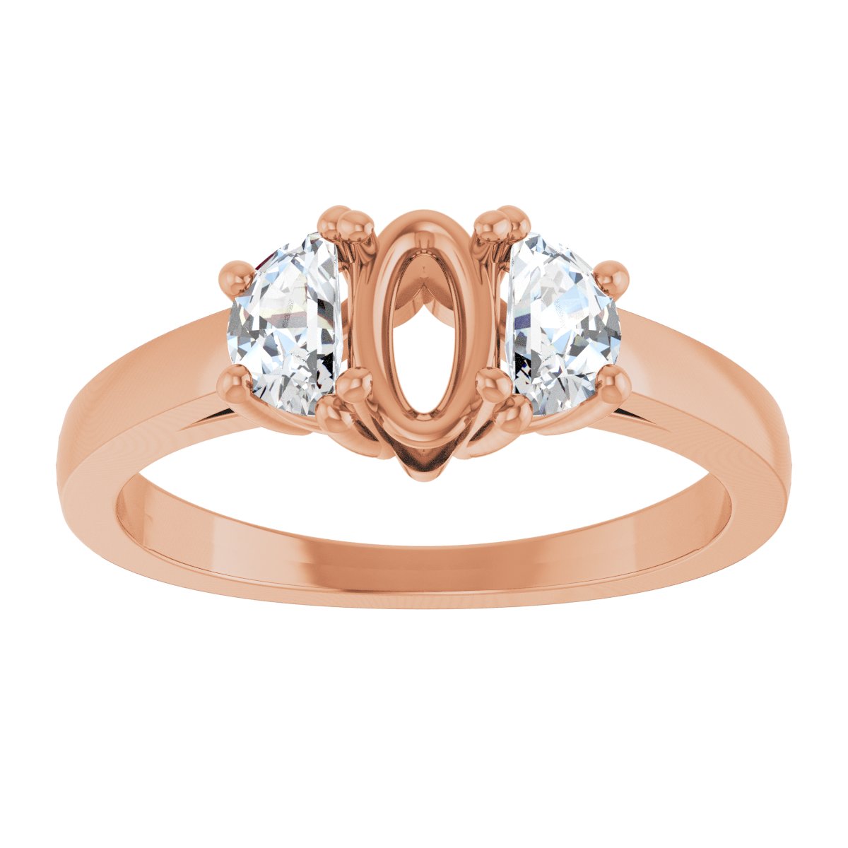 Oval Three-Stone Engagement Ring Semi-Mount - gallery - Series 122104