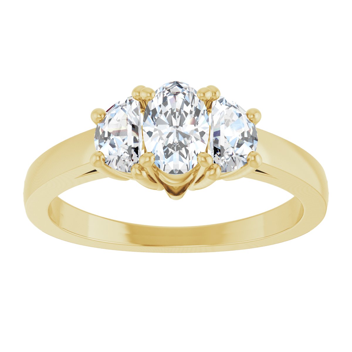 Oval Three-Stone Engagement Ring Semi-Mount - gallery - Series 122104