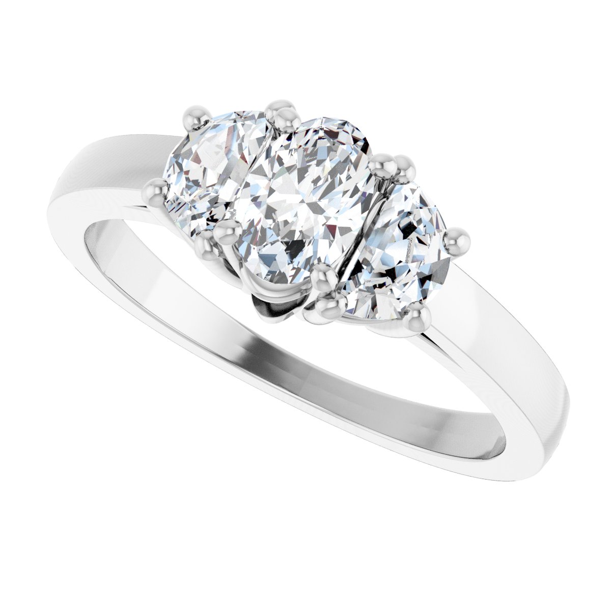 Oval Three-Stone Engagement Ring Semi-Mount - gallery - Series 122104