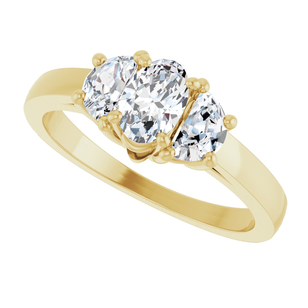 Oval Three-Stone Engagement Ring Semi-Mount - gallery - Series 122104