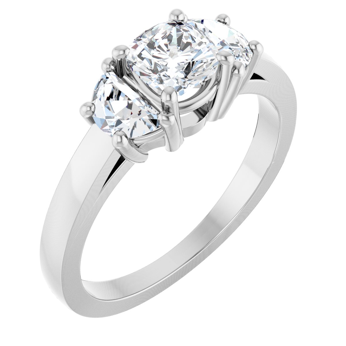 Natural Diamond Cushion Three-Stone Engagement Ring Semi-Mount - Platinum - Series 122104