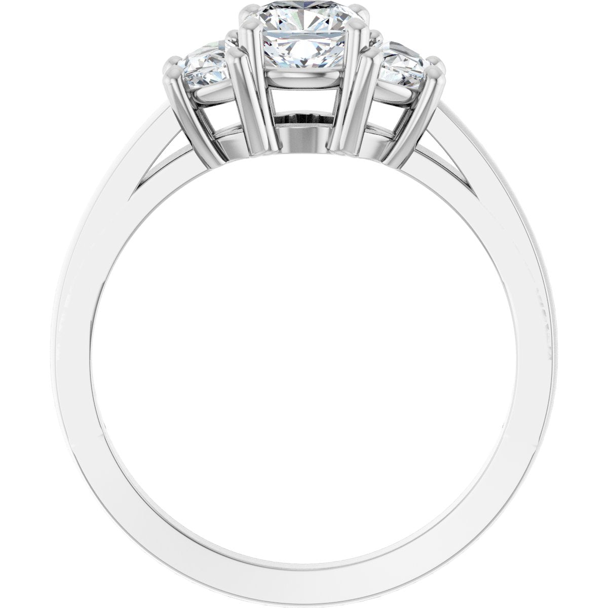 Cushion Three-Stone Engagement Ring Semi-Mount - gallery - Series 122104
