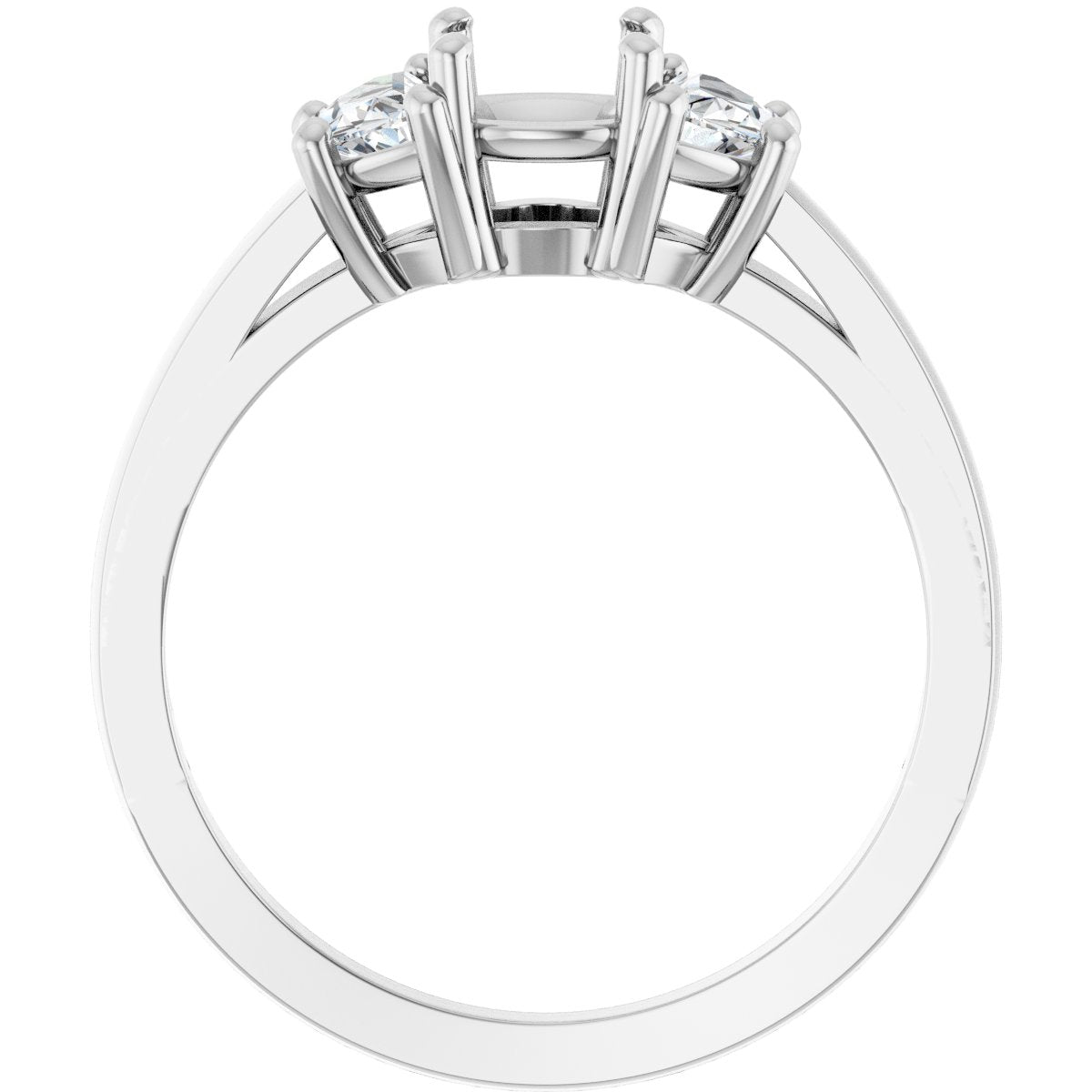 Cushion Three-Stone Engagement Ring Semi-Mount - gallery - Series 122104