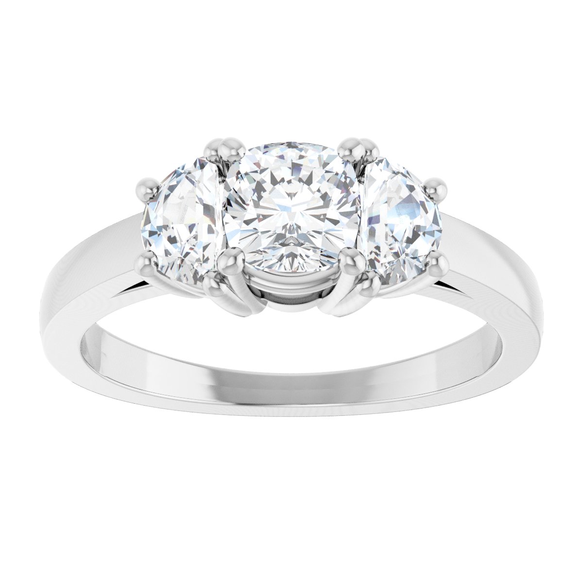 Cushion Three-Stone Engagement Ring Semi-Mount - gallery - Series 122104