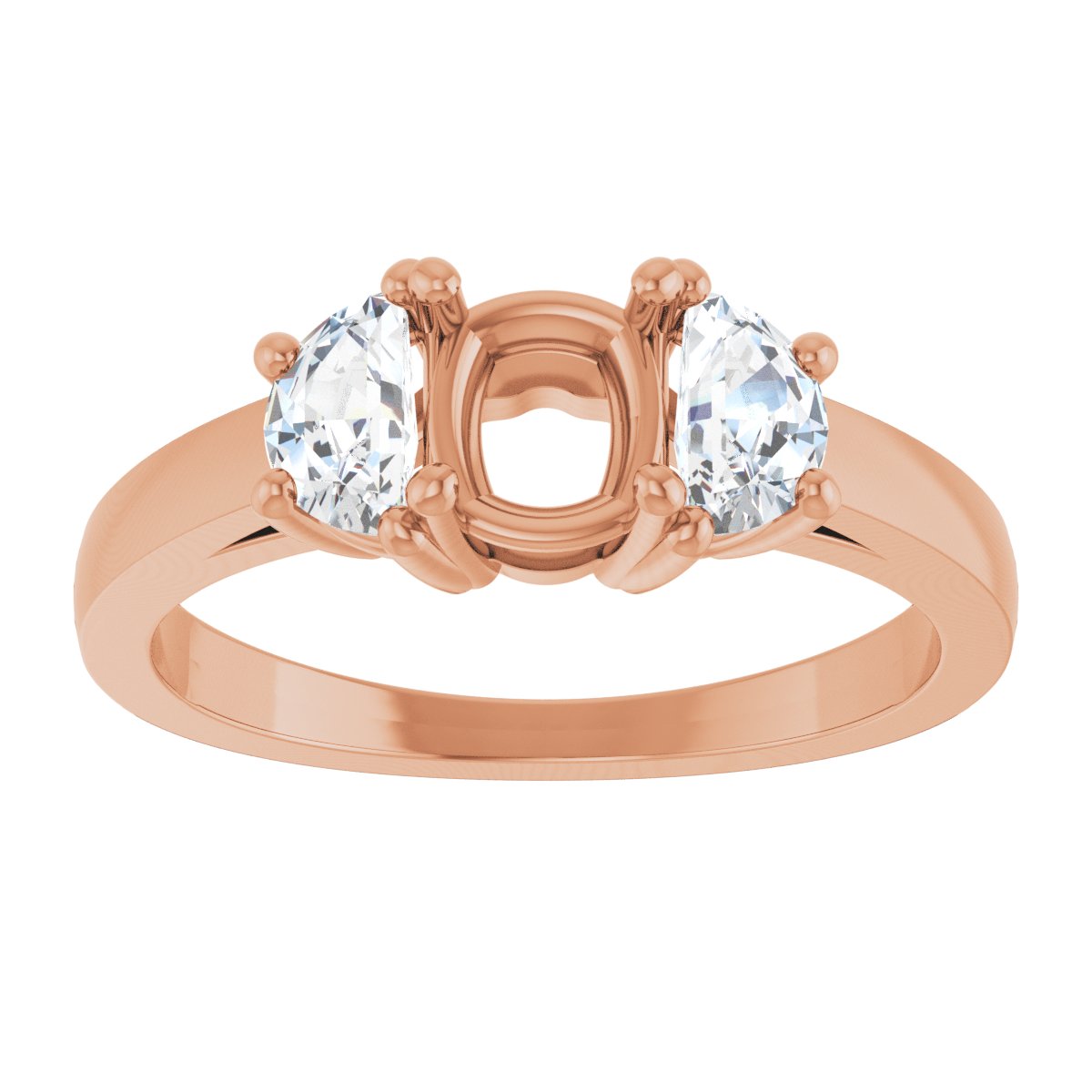 Cushion Three-Stone Engagement Ring Semi-Mount - gallery - Series 122104