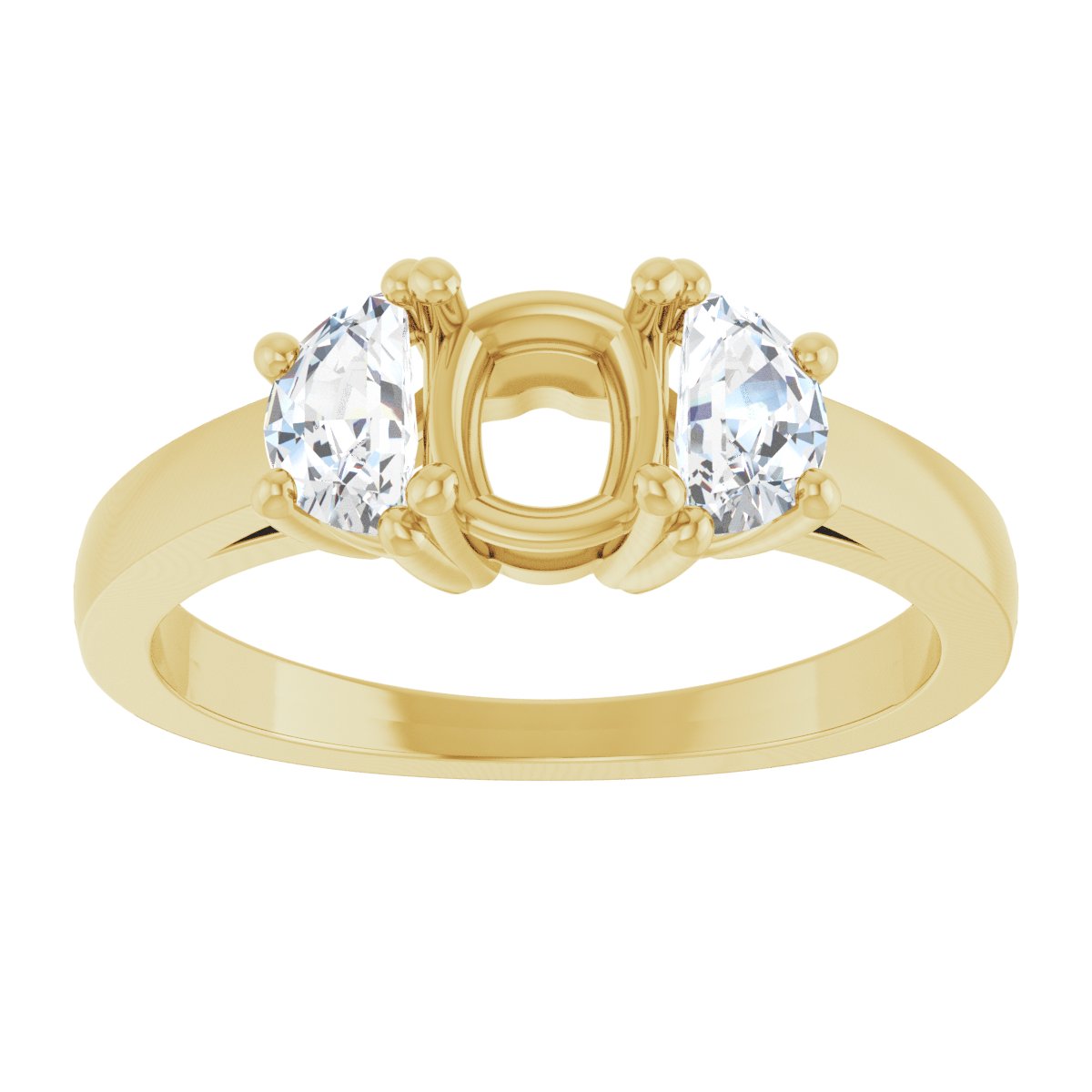 Cushion Three-Stone Engagement Ring Semi-Mount - gallery - Series 122104