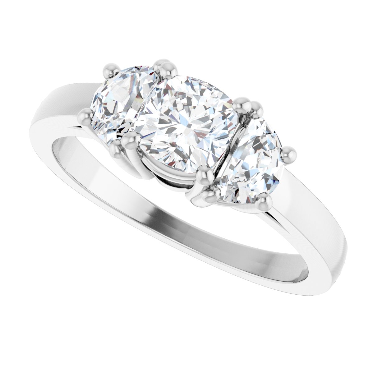 Cushion Three-Stone Engagement Ring Semi-Mount - gallery - Series 122104