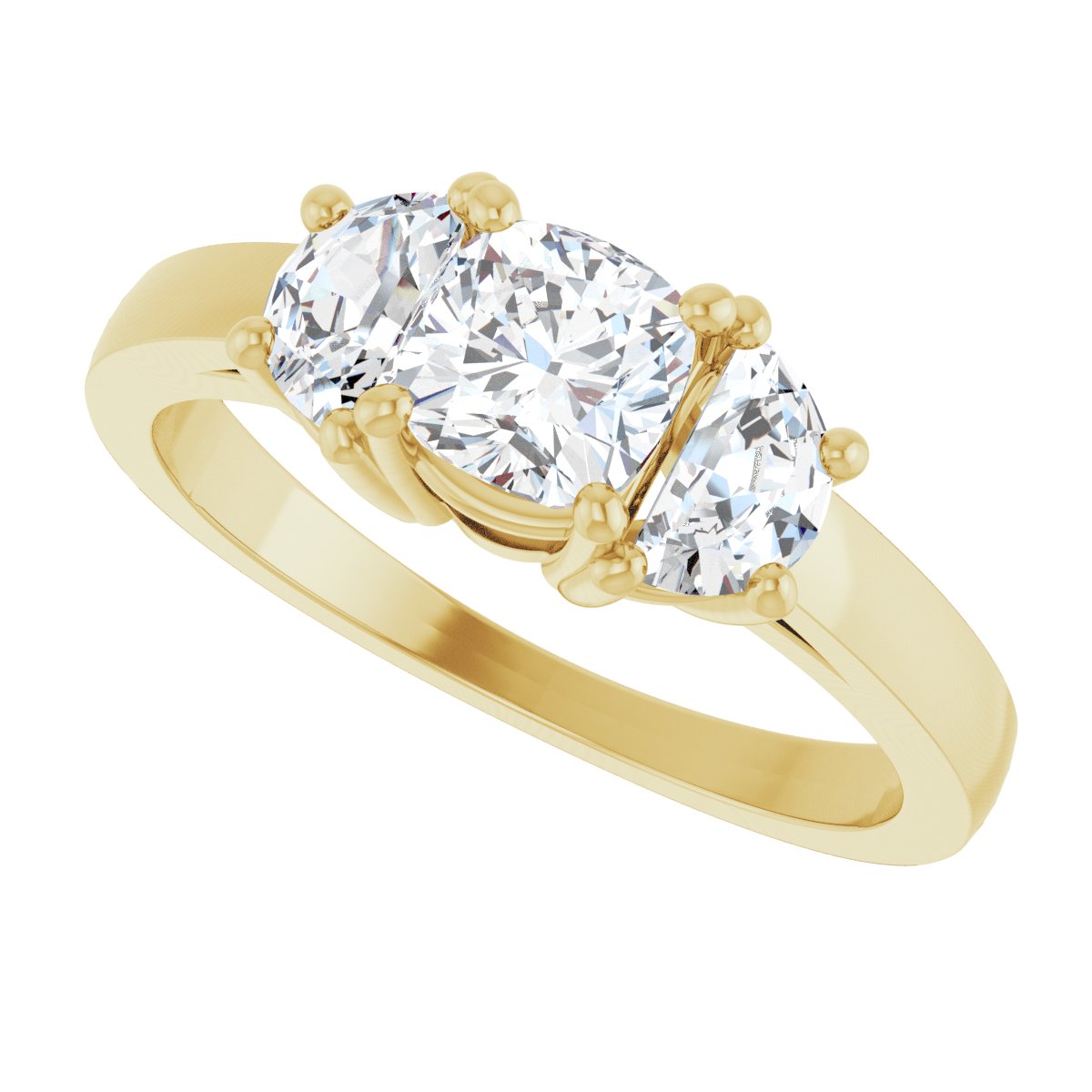 Cushion Three-Stone Engagement Ring Semi-Mount - gallery - Series 122104