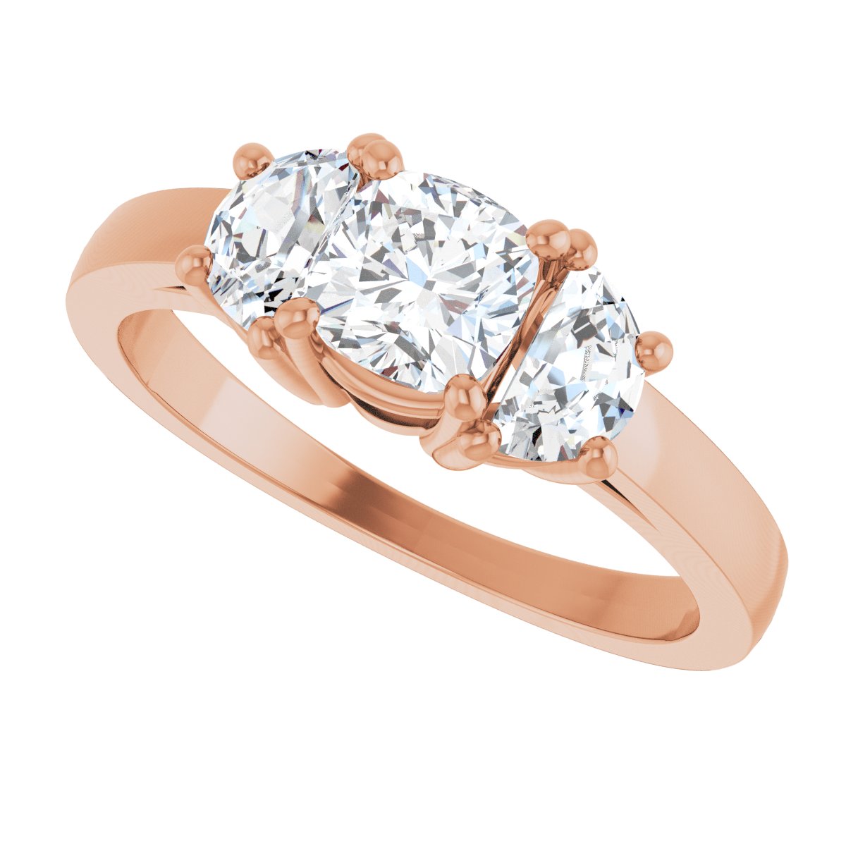 Cushion Three-Stone Engagement Ring Semi-Mount - gallery - Series 122104