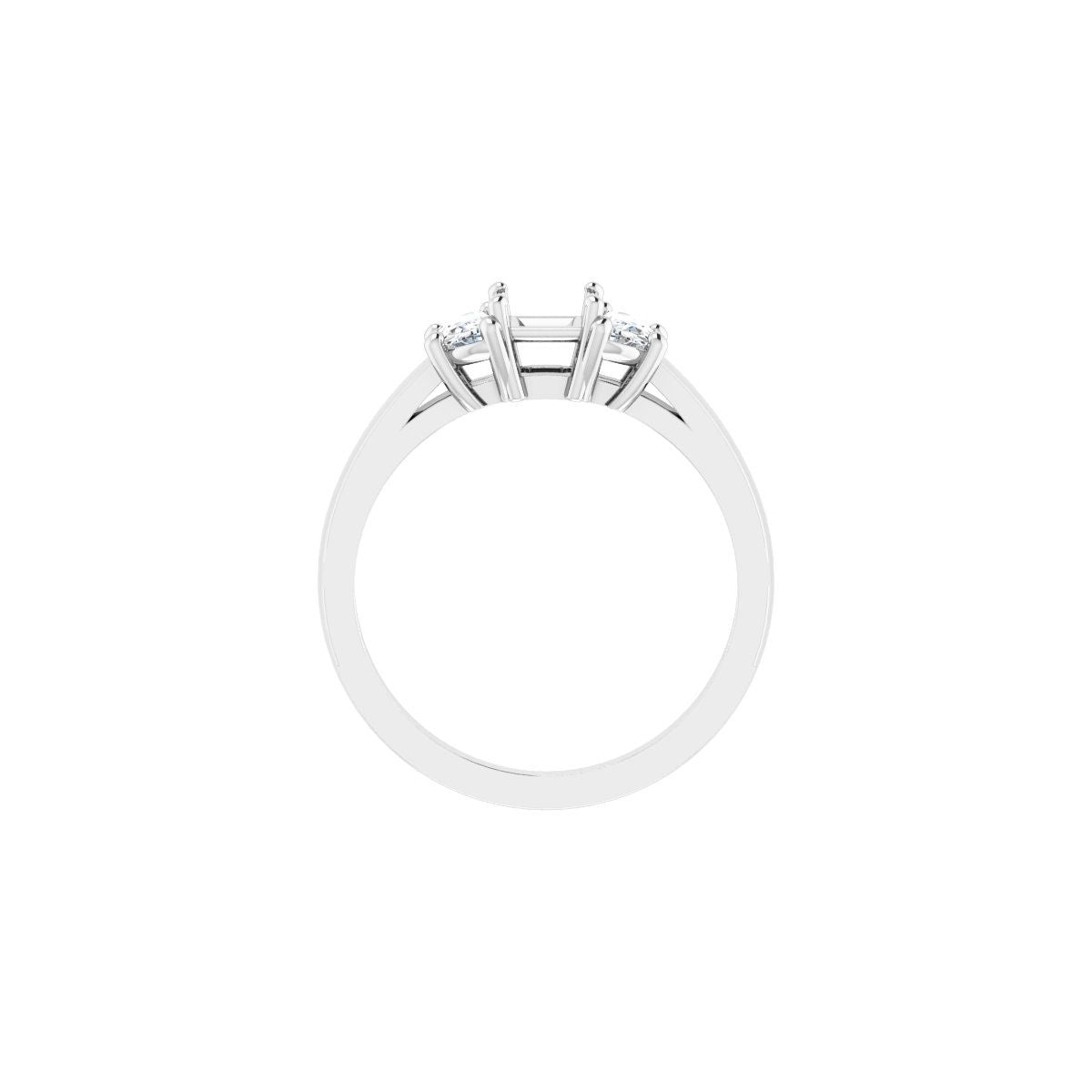 Square Three-Stone Engagement Ring Semi-Mount - gallery - Series 122104
