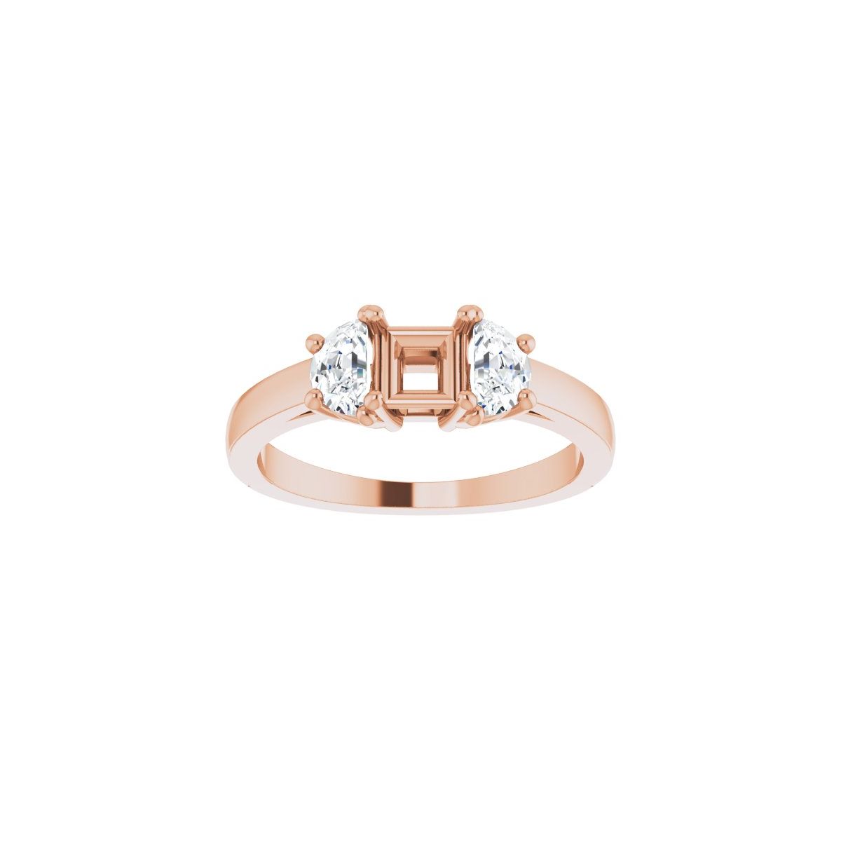 Square Three-Stone Engagement Ring Semi-Mount - gallery - Series 122104