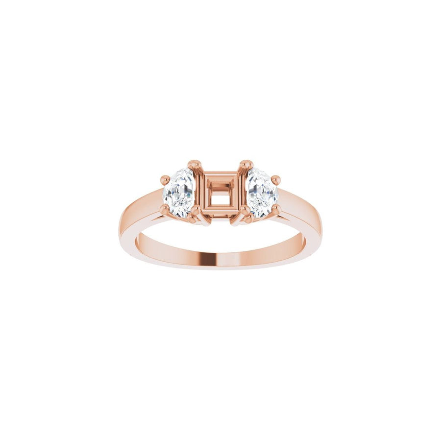 Square Three-Stone Engagement Ring Semi-Mount - gallery - Series 122104