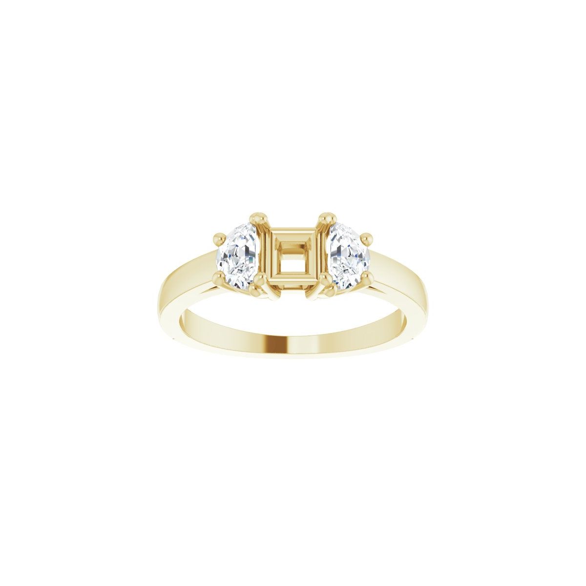 Square Three-Stone Engagement Ring Semi-Mount - gallery - Series 122104