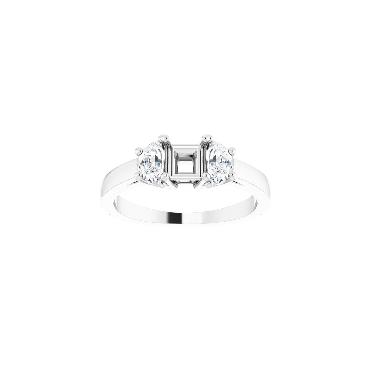 Square Three-Stone Engagement Ring Semi-Mount - gallery - Series 122104