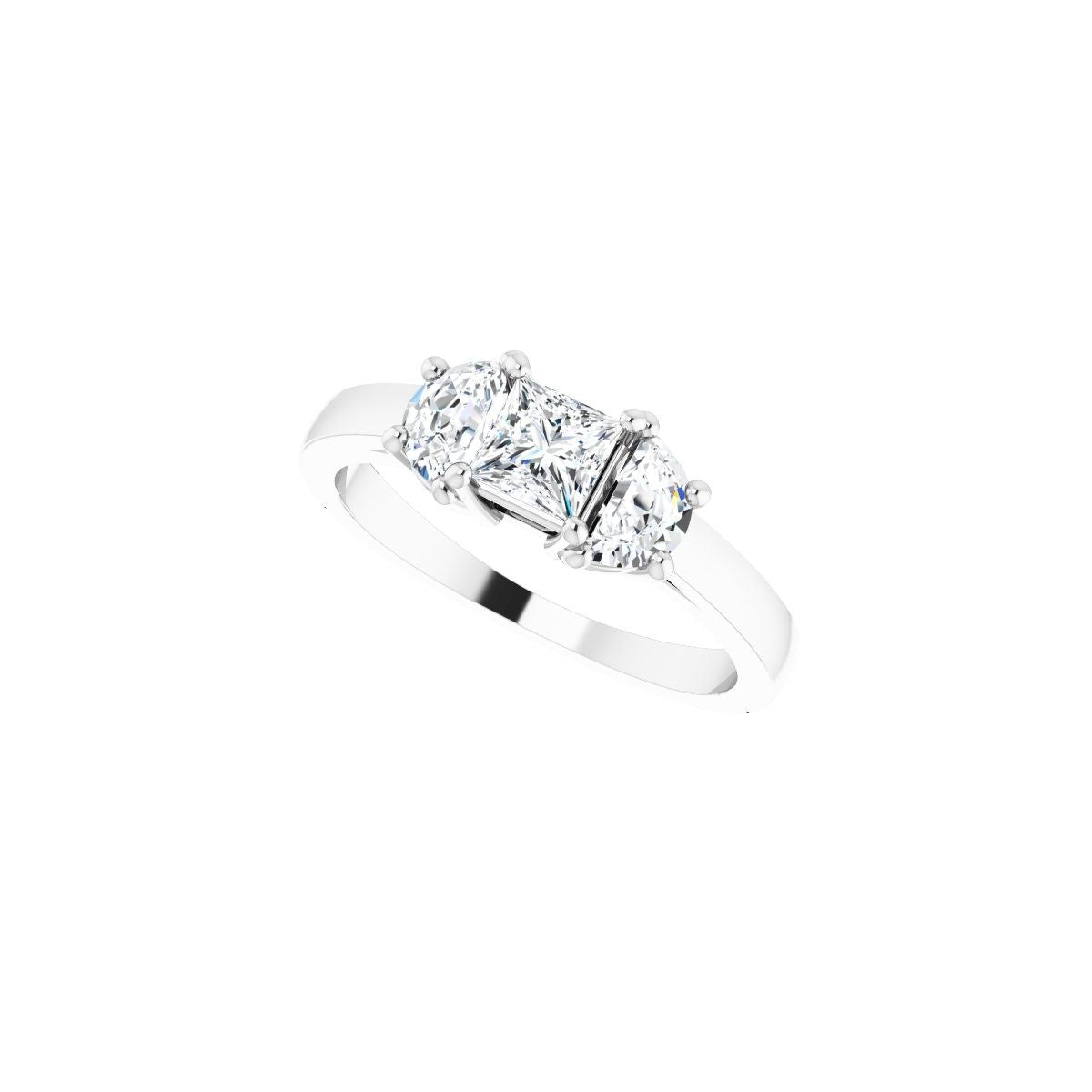 Square Three-Stone Engagement Ring Semi-Mount - gallery - Series 122104