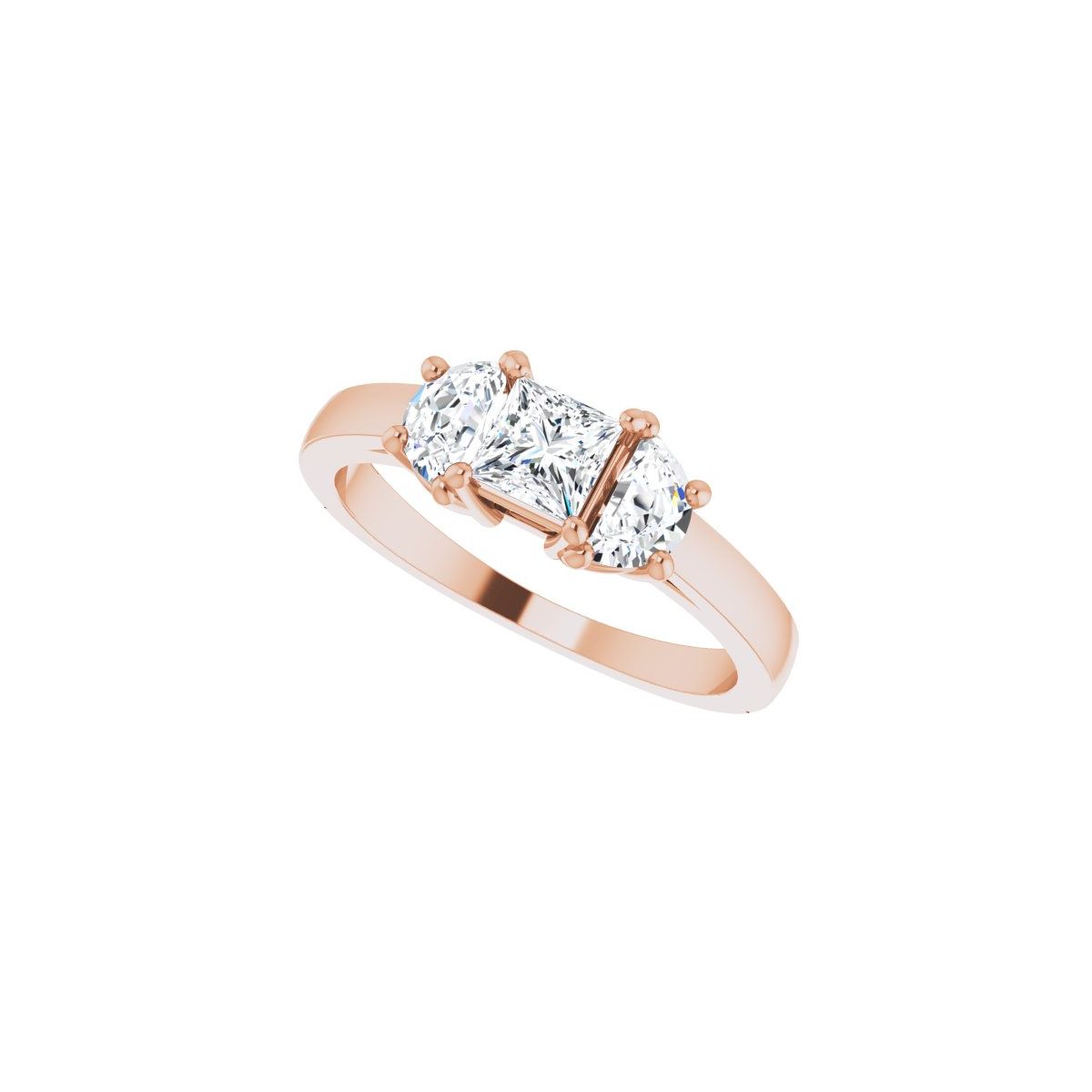 Square Three-Stone Engagement Ring Semi-Mount - gallery - Series 122104