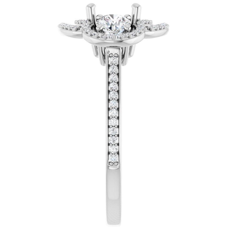 Cushion Three-Stone Halo-Style Engagement Ring Semi-Mount - gallery - Series 122367