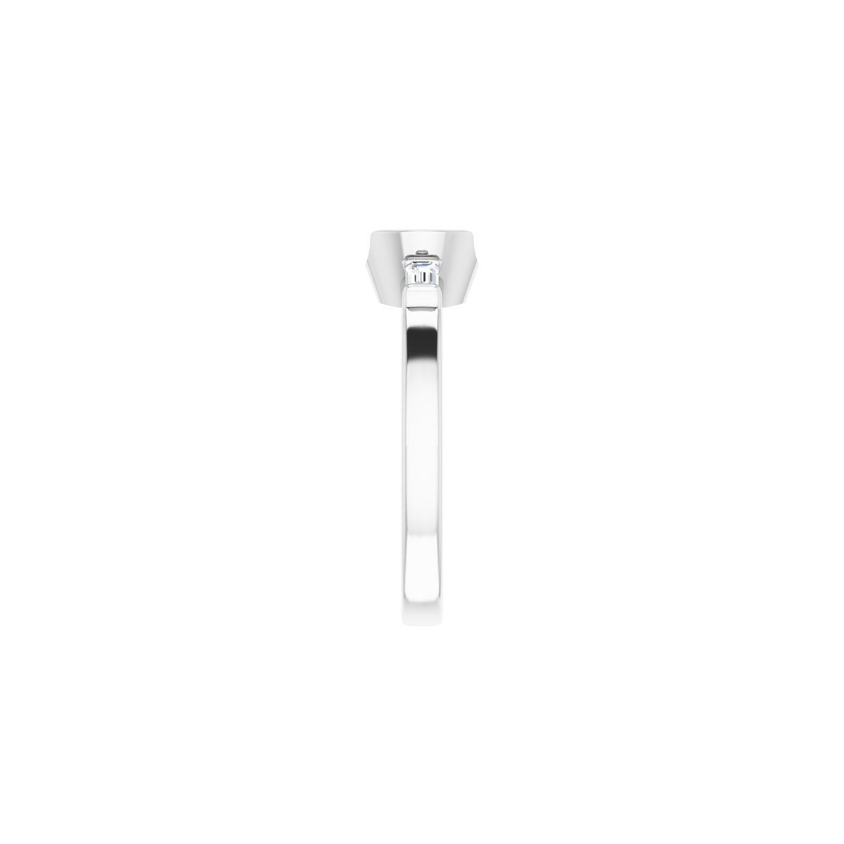 Round Half-Bezel Baguette Accented Engagement Ring Semi-Mount - gallery - Series 122456