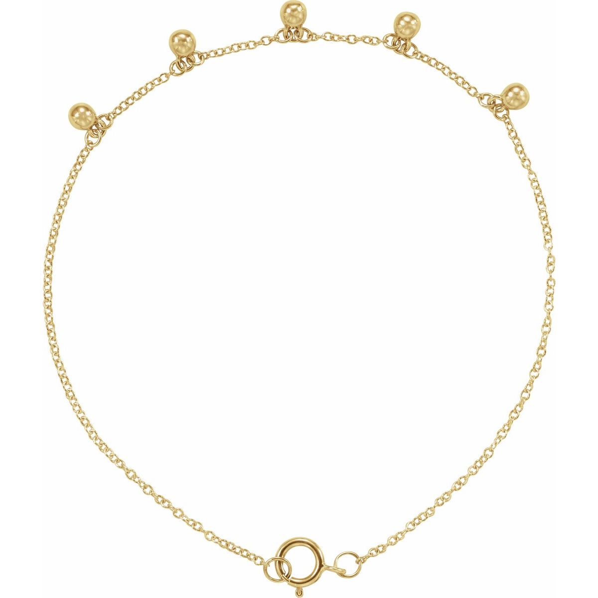 Beaded Station Bracelet - 14K Yellow Gold - Series BRC792