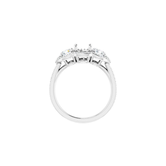 Round Three-Stone Halo-Style Engagement Ring Semi-Mount - gallery - Series 122324