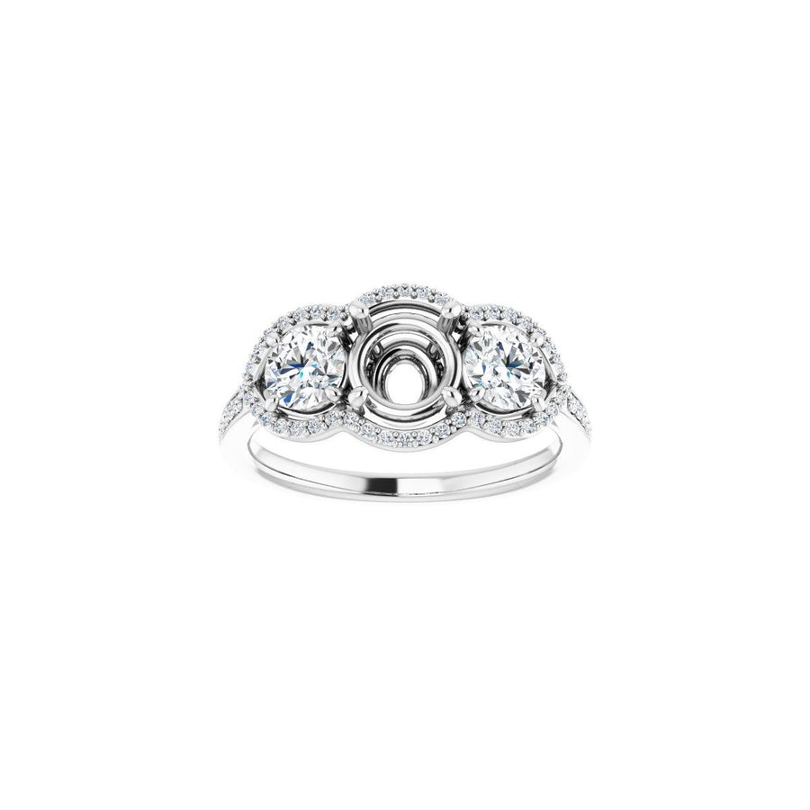 Round Three-Stone Halo-Style Engagement Ring Semi-Mount - gallery - Series 122324