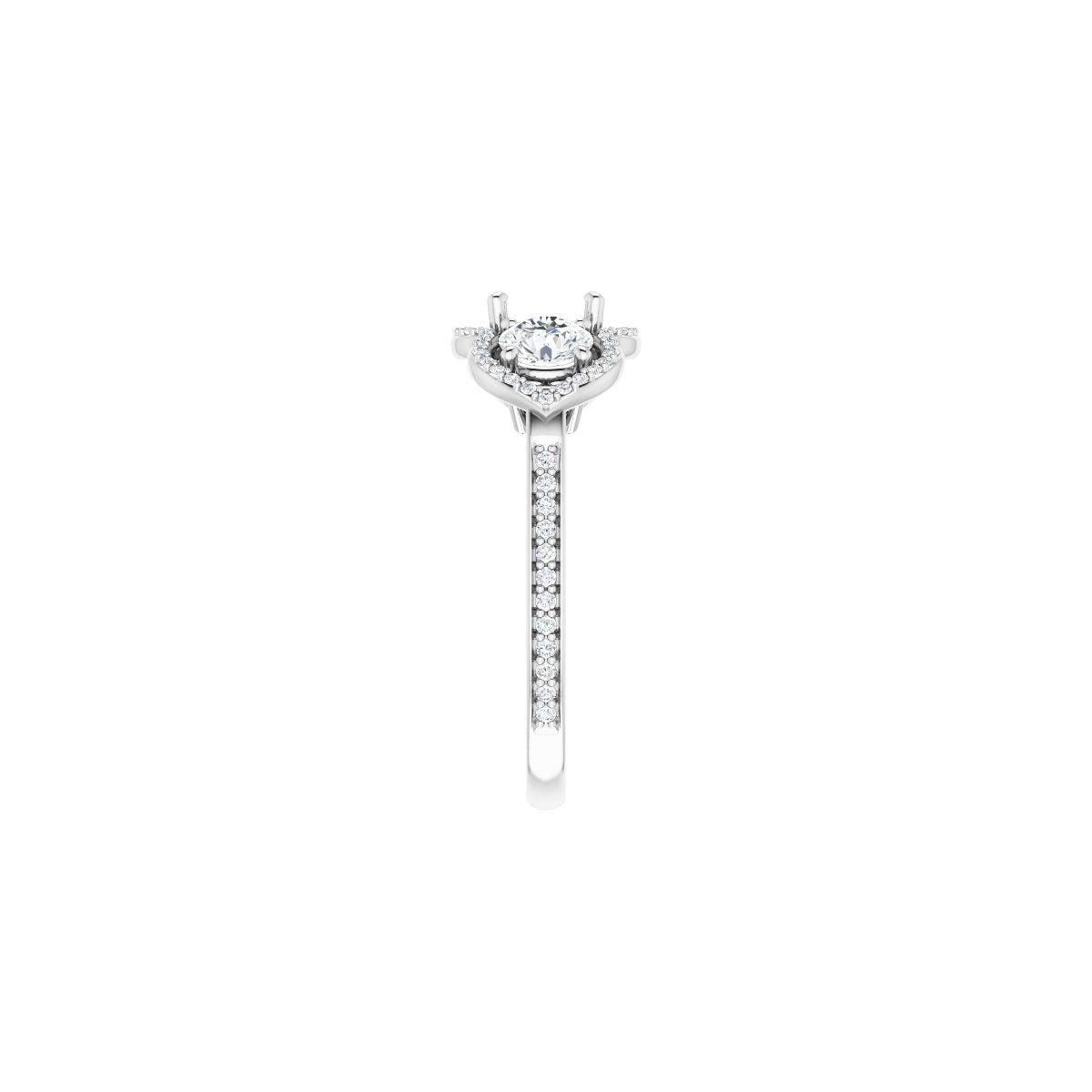 Round Three-Stone Halo-Style Engagement Ring Semi-Mount - gallery - Series 122324