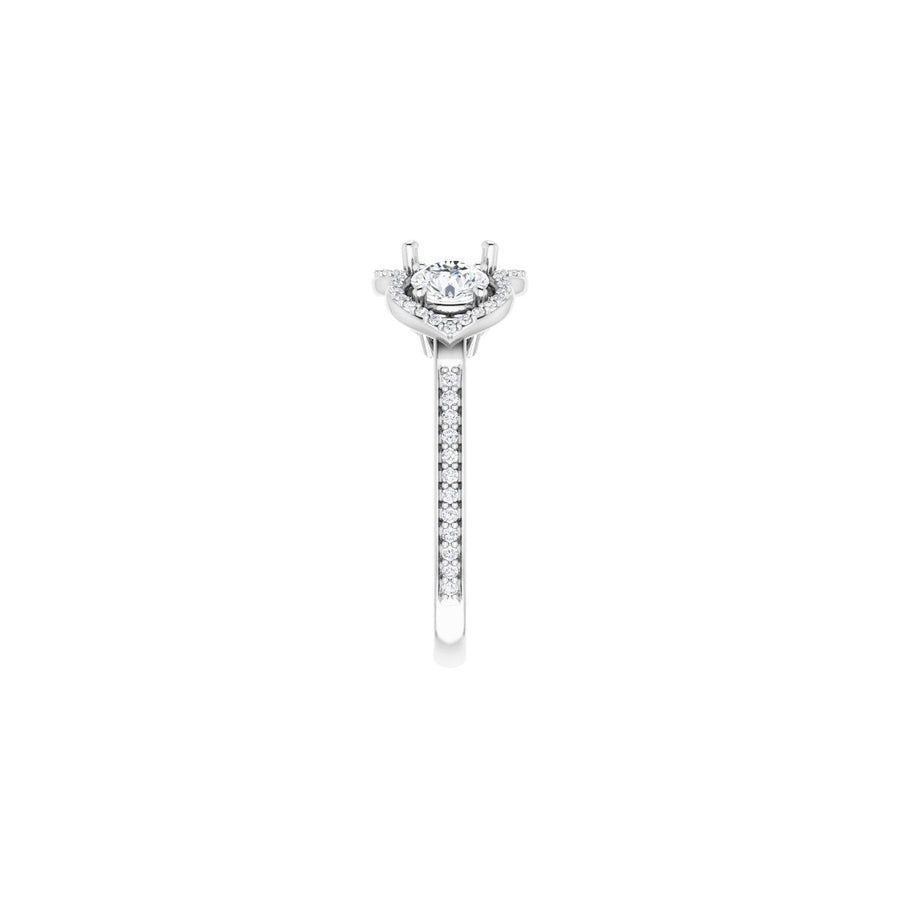 Round Three-Stone Halo-Style Engagement Ring Semi-Mount - gallery - Series 122324
