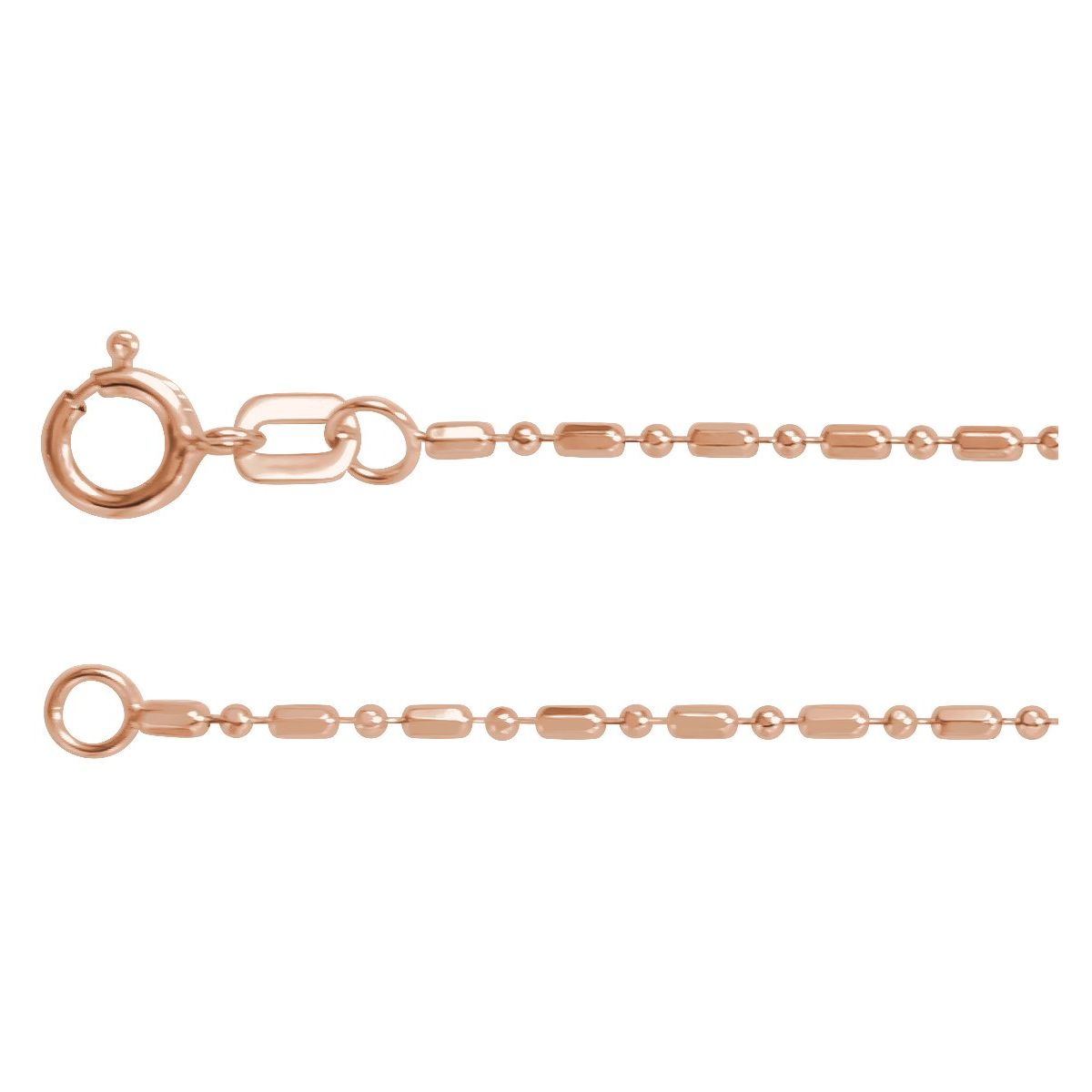 1.15 mm Hollow Diamond-Cut Bead Chain Bracelet (1.15 Mm / 7 In) - 14K Rose Gold - Series CH1100