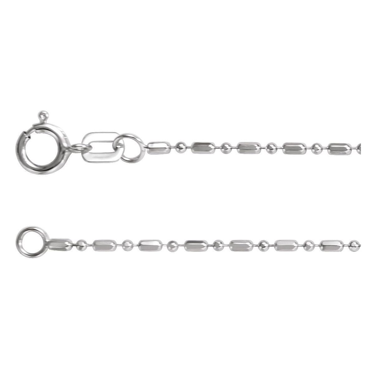 1.15 mm Hollow Diamond-Cut Bead Chain Bracelet (1.15 Mm / 7 In) - 14K White Gold - Series CH1100