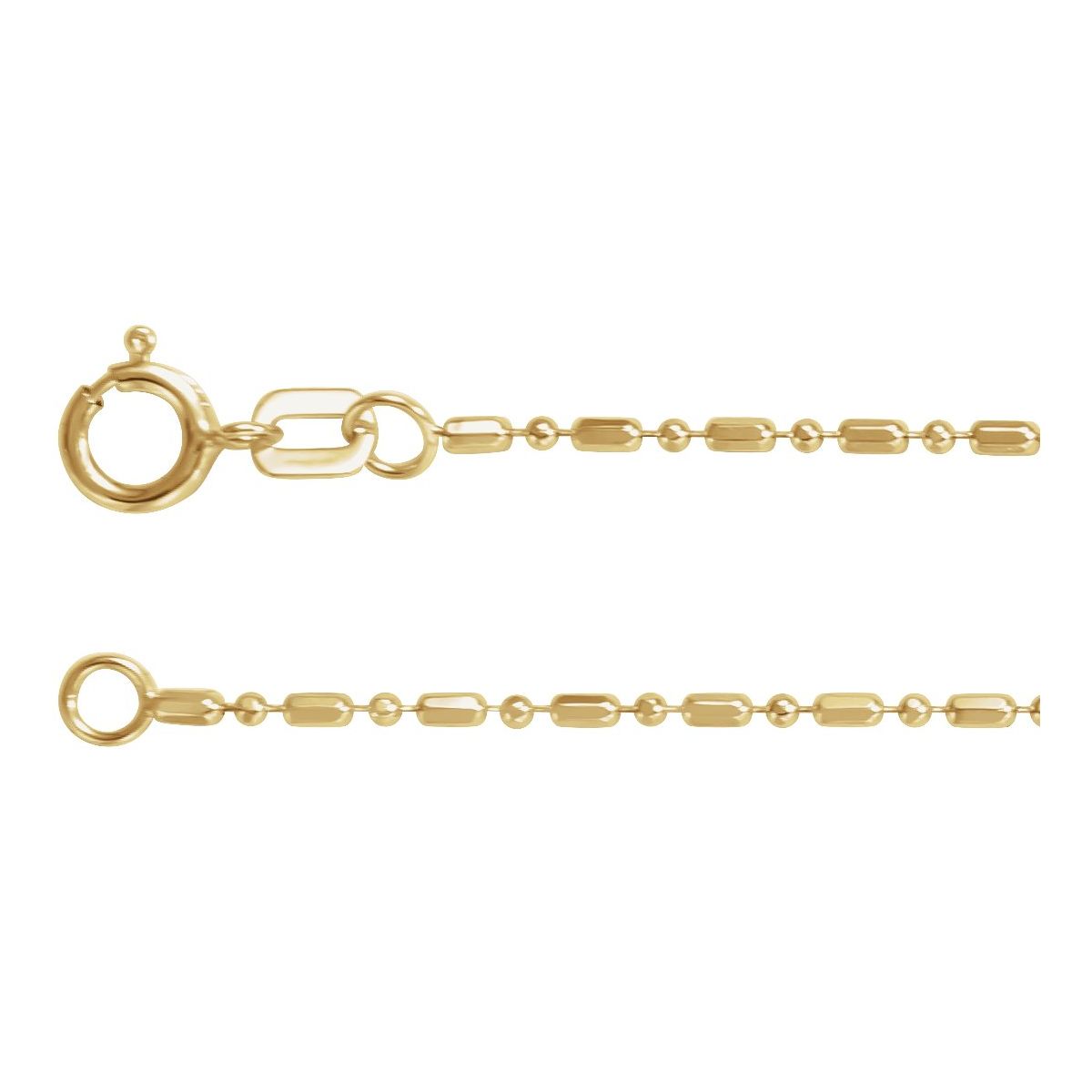 1.15 mm Hollow Diamond-Cut Bead Chain Bracelet (1.15 Mm / 7 In) - 14K Yellow Gold - Series CH1100