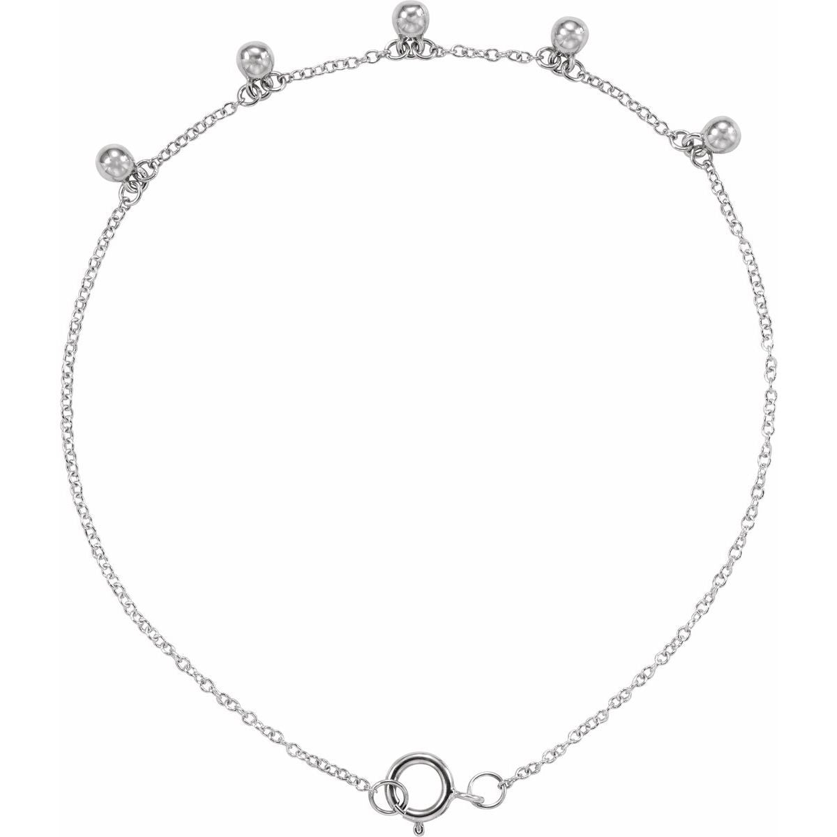 Beaded Station Bracelet - Sterling Silver - Series BRC792