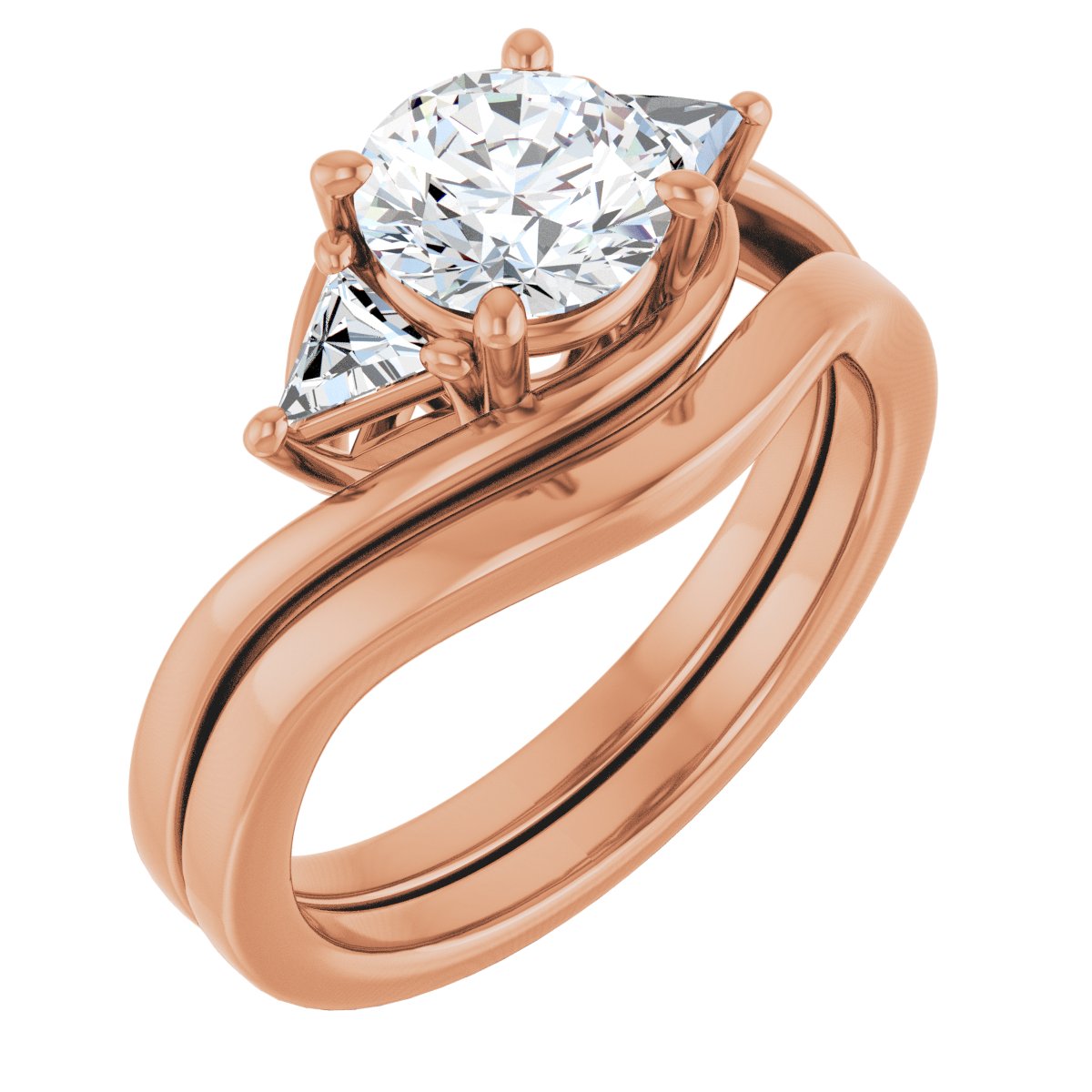 Round Three-Stone Bypass Engagement Ring Semi-Mount - gallery - Series 122672